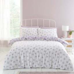 Catherine Lansfield Isadora Floral Lilac Duvet Cover and Pillowcase Set - thumbnail 2