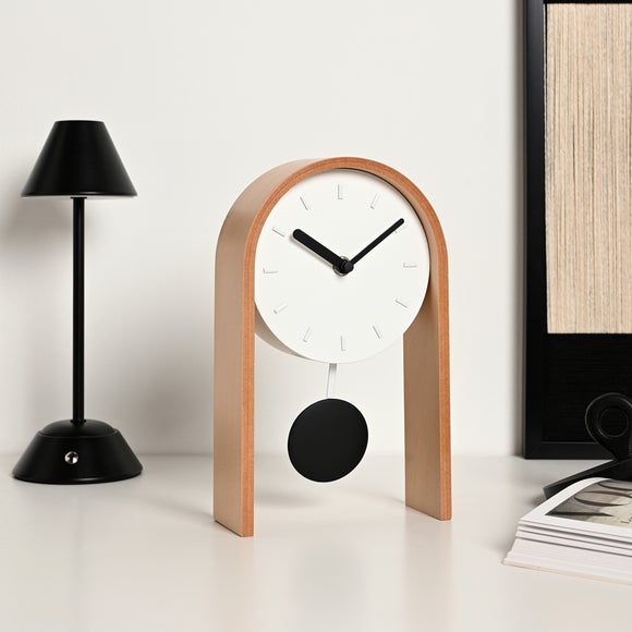 Interval Mid-Century Arched Pendulum Wooden Desk Clock - image 1