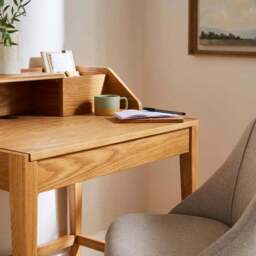 Knowle Compact Pull Out Oak Desk - thumbnail 5