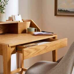 Knowle Compact Pull Out Oak Desk - thumbnail 3