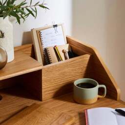 Knowle Compact Pull Out Oak Desk - thumbnail 2