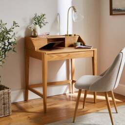 Knowle Compact Pull Out Oak Desk - thumbnail 1