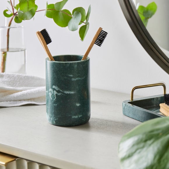 Nouveau Green Marble Resin Toothbrush Holder - image 1