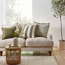 Textured Boucle Stripe Cotton Square Cushion - thumbnail 4