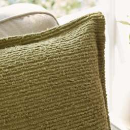 Textured Boucle Stripe Cotton Square Cushion - thumbnail 3