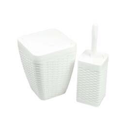 Addis Rattan White Toilet Brush & Bin Set - thumbnail 6