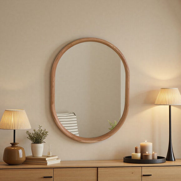 Yearn Solid Oak Oval Wall Mirror - image 1