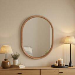 Yearn Solid Oak Oval Wall Mirror