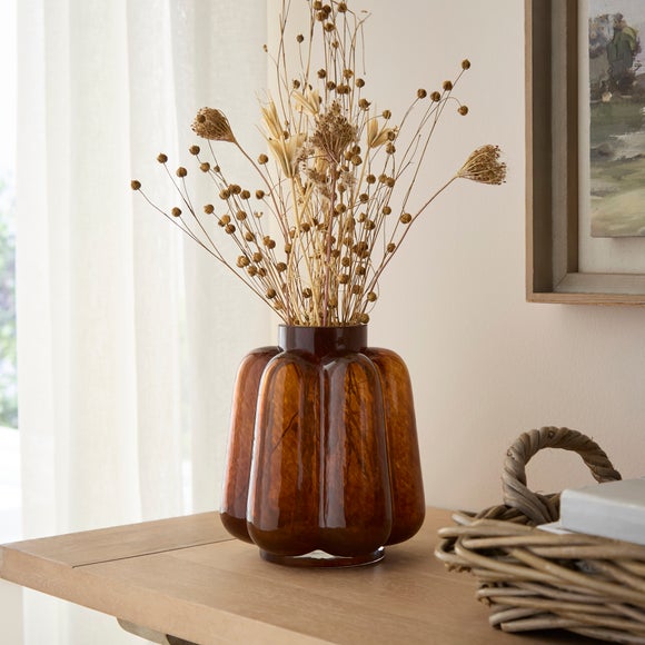 Fluted Amber Glass Vase - image 1