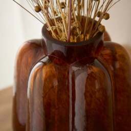 Fluted Amber Glass Vase - thumbnail 2