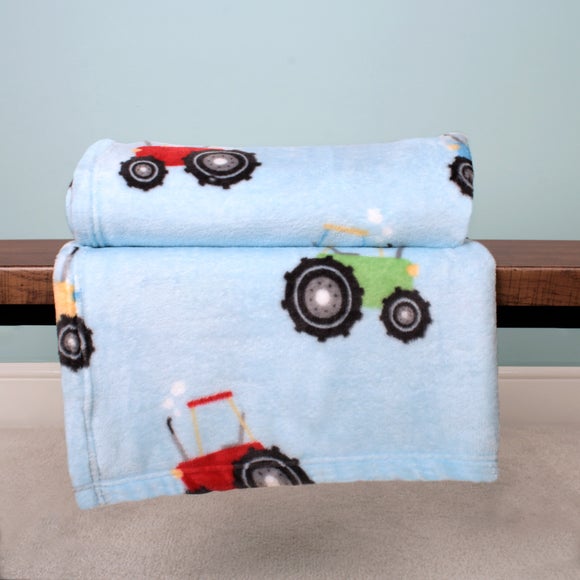 Farmyard Friends Blue Throw Blanket 120cm x 150cm - image 1