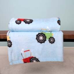 Farmyard Friends Blue Throw Blanket 120cm x 150cm - thumbnail 1