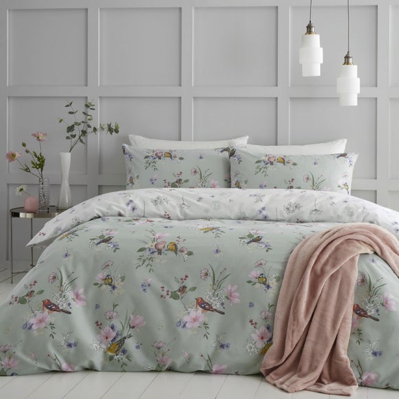 Catherine Lansfield Songbird Reversible Duvet Cover & Pillowcase Set - image 1