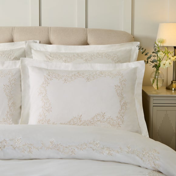 Dorma Camerelle Embroidery 100% Cotton Sateen Oxford Pillowcase Pair - image 1