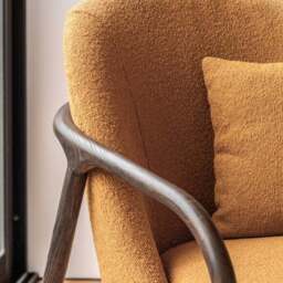 Aurora Fabric Wooden Arm Accent Chair - thumbnail 2