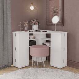 Elena Corner Dressing Table, White - thumbnail 1