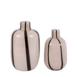 Cedar & Sage Set of 2 Linea Monochrome Stripe Glass Vases - thumbnail 5