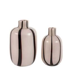 Cedar & Sage Set of 2 Linea Monochrome Stripe Glass Vases - thumbnail 4