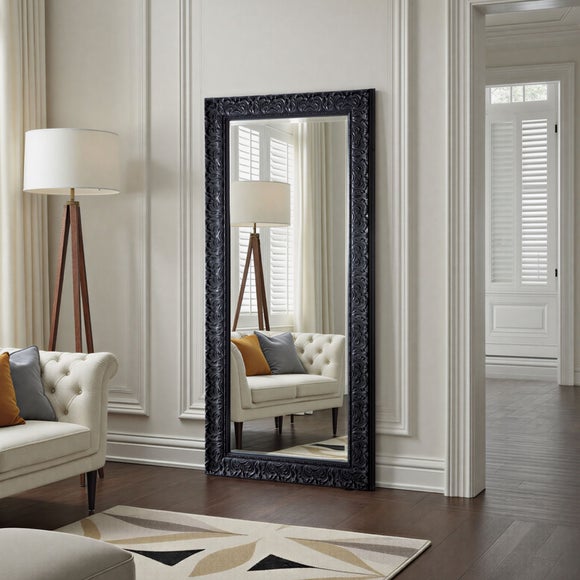 Yearn Carved Antique Bevelled Full Length Wall Mirror - image 1