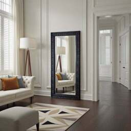 Yearn Carved Antique Bevelled Full Length Wall Mirror - thumbnail 3