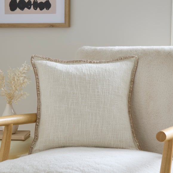 Blanket Stitch Textured Cotton Square Cushion Cover - image 1