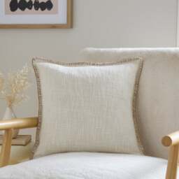 Blanket Stitch Textured Cotton Square Cushion Cover - thumbnail 1
