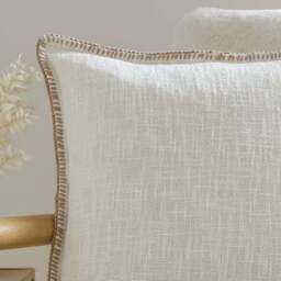 Blanket Stitch Textured Cotton Square Cushion Cover - thumbnail 2
