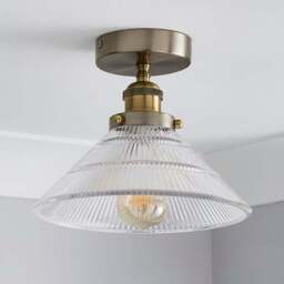 Logan Glass Satin Nickel Semi Flush Ceiling Light - thumbnail 2