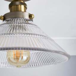Logan Glass Satin Nickel Semi Flush Ceiling Light - thumbnail 3
