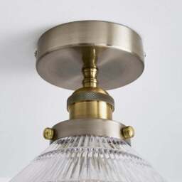 Logan Glass Satin Nickel Semi Flush Ceiling Light - thumbnail 4