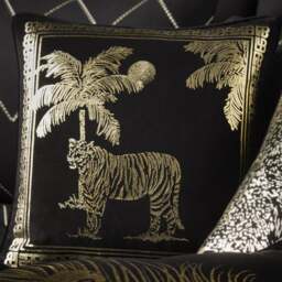 Laurence Llewelyn-Bowen Tiger Tiger Black Cushion - thumbnail 1