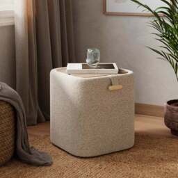 Pebble Boucle Tray Table Storage Footstool - thumbnail 2