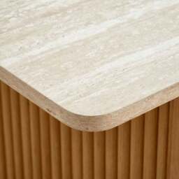 Lucin Travertine Effect 6 Seater Rectangle Dining Table - thumbnail 3