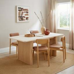 Lucin Travertine Effect 6 Seater Rectangle Dining Table