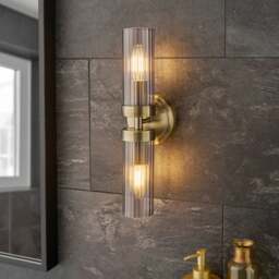 Alyn Ribbed 2 Light Bathroom Wall Light - thumbnail 1