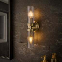 Alyn Ribbed 2 Light Bathroom Wall Light - thumbnail 2
