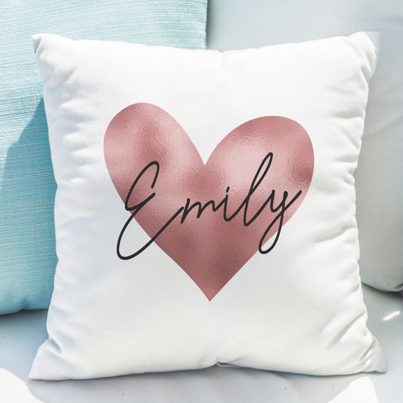 Personalised Rose Gold Heart Cushion - image 1