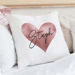 Personalised Rose Gold Heart Cushion - thumbnail 2