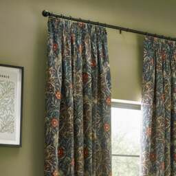 Morris & Co. Seaweed Matte Velvet Pencil Pleat Curtains - thumbnail 1