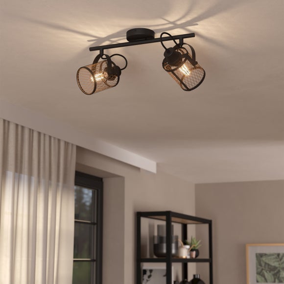 EGLO Dellow Industrial 2 Light Adjustable Ceiling Wall Spotlight - image 1