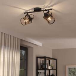 EGLO Dellow Industrial 2 Light Adjustable Ceiling Wall Spotlight - thumbnail 1