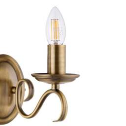 Vogue Bernice Antique Brass 2 Light Wall Light - thumbnail 4