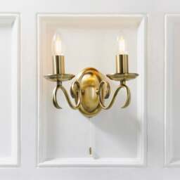 Vogue Bernice Antique Brass 2 Light Wall Light - thumbnail 1