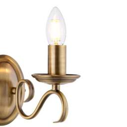 Vogue Bernice Antique Brass 2 Light Wall Light - thumbnail 3