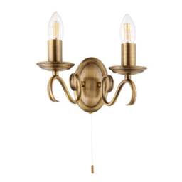 Vogue Bernice Antique Brass 2 Light Wall Light - thumbnail 2