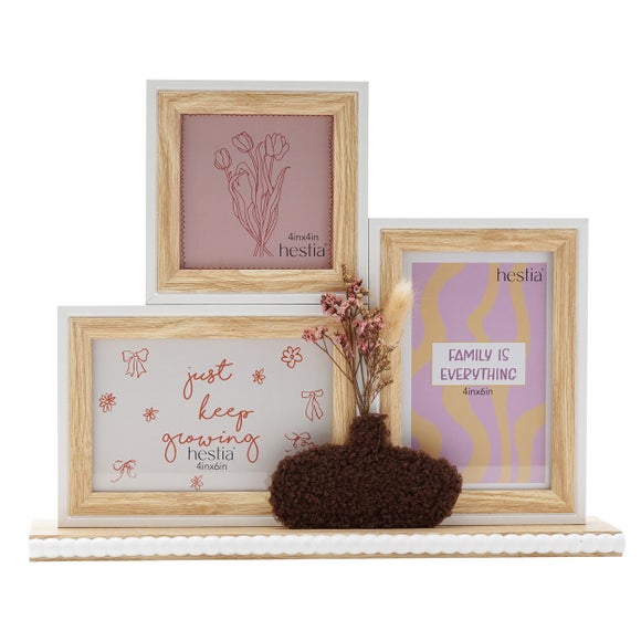 Hestia Freestanding Natural Multi Photo Frame with Vase and Dried Flowers - image 1