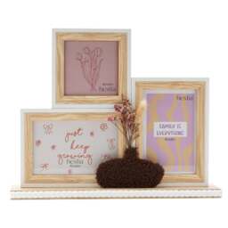 Hestia Freestanding Natural Multi Photo Frame with Vase and Dried Flowers - thumbnail 1