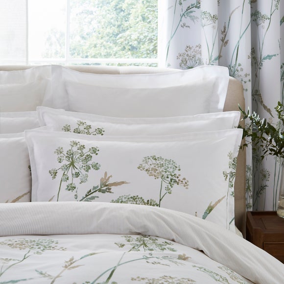 Dorma Purity Meadow Power Green 100% Cotton Oxford Pillowcase Pair - image 1