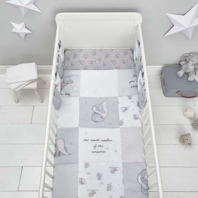 Coverless Dumbo 100% Cotton Tog Cot Quilt Grey by Dunelm