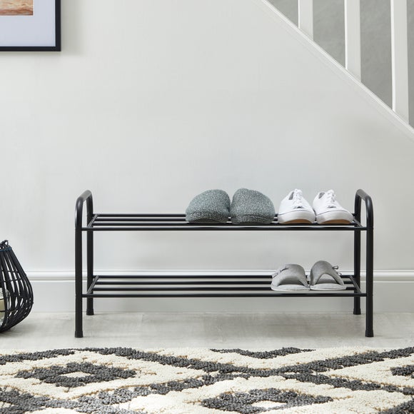 Black Metal 2 Tier Shoe Rack - image 1